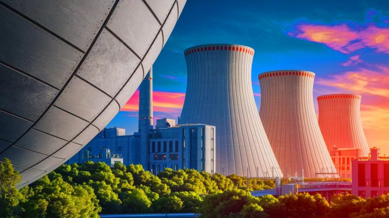 Illustration de la capacité du béton à s’auto-réparer sous l’effet des rayonnements nucléaires (création par IA, illustration non réaliste). Crédit : Ideogram.