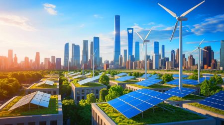 Illustration de la Chine se positionnant comme leader potentiel dans la lutte contre le changement climatique (création par IA, non réaliste). Crédit : Ideogram