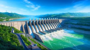 Illustration de l'impact potentiel du barrage des Trois Gorges sur la rotation de la Terre. Image réalisée par IA.