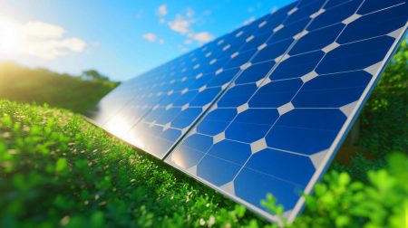 Illustration de cellules solaires organiques utilisant un nouveau polymère à faible coût pour une efficacité énergétique accrue. Image réalisée par IA.