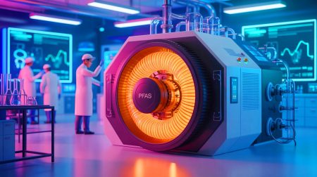 Illustration de la transformation des produits chimiques éternels en ressources précieuses grâce à une technologie innovante (création par IA, illustration non réaliste). Crédit : Ideogram.
