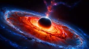 Illustration de l'influence des trous noirs supermassifs sur les galaxies (création par IA, non réaliste). Crédit : Ideogram
