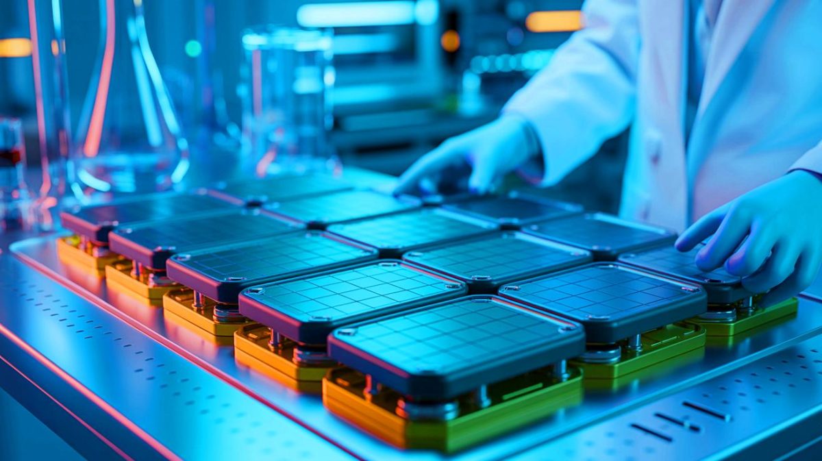 Illustration de batteries à ions sodium innovantes développées en Inde pour une énergie plus durable. Image réalisée par IA.