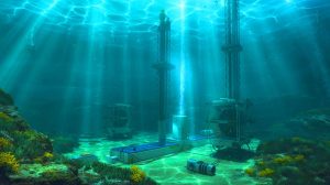 Illustration de la détection d’un neutrino à haute énergie dans les profondeurs de la mer Méditerranée. Image réalisée par IA.