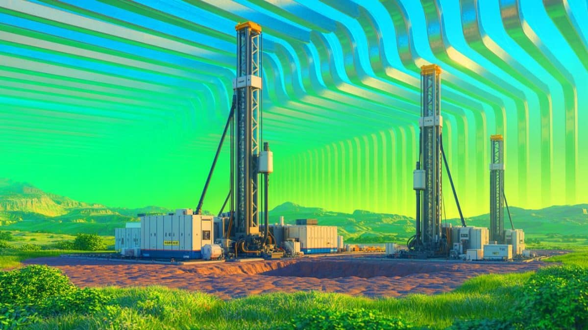 Illustration de la géothermie ultra-profonde exploitant la chaleur terrestre (création par IA, non réaliste). Crédit : Ideogram