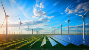 Illustration de l'augmentation record des capacités des énergies renouvelables en 2024. Image réalisée par IA.