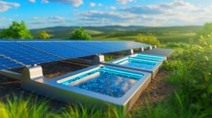Illustration de la production d'hydrogène à partir de l'énergie solaire par un matériau innovant. Image réalisée par IA.