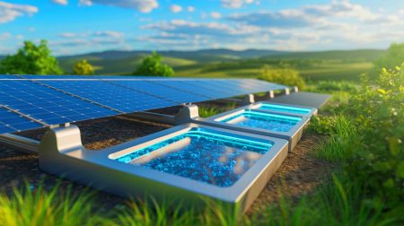 Illustration de la production d'hydrogène à partir de l'énergie solaire par un matériau innovant. Image réalisée par IA.
