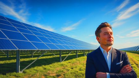 Illustration de la vision d'Elon Musk sur un avenir dominé par l'énergie solaire. Image réalisée par IA.