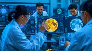 Illustration de la découverte par les ingénieurs chinois des failles du réacteur lunaire de la NASA. Image réalisée par IA.