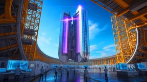 Illustration de la construction d'un laser nucléaire géant en Chine. Image réalisée par IA.