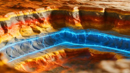 Illustration de la formation et accumulation d'hydrogène sous terre pour une énergie plus propre. Image réalisée par IA.
