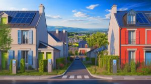 Illustration de l'intégration des compteurs Linky dans les maisons françaises. Image réalisée par IA.