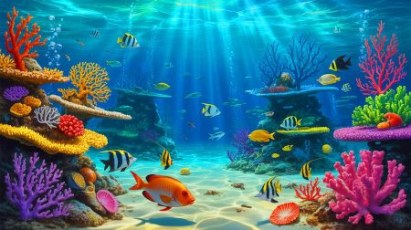 Illustration de l'acidification des océans menaçant la biodiversité marine. Image réalisée par IA.
