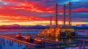 Illustration de l'exploitation de l'hydrogène blanc en Sibérie par Gazprom. Image réalisée par IA.