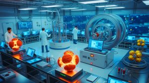 Illustration de la recherche innovante sur la fission nucléaire menée par des scientifiques suédois. Image réalisée par IA.