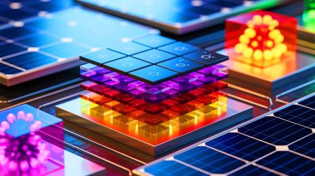 Illustration de l'impact des pérovskites sur l'efficacité énergétique des technologies solaires et LED. Image réalisée par IA.