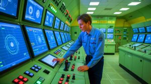 Illustration de l'incident évité dans une centrale nucléaire française dû à une erreur humaine. Image réalisée par IA.