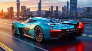 Illustration de la batterie VarEVolt pour hypercars, une innovation du groupe britannique RML. Image réalisée par IA.