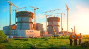 Illustration de l'investissement du Royaume-Uni dans le projet nucléaire Sizewell C piloté par EDF. Image réalisée par IA.