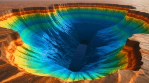 Illustration de la découverte d'un immense réservoir d'eau caché sous la surface terrestre. Image réalisée par IA.