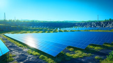 Illustration de la transformation des mines de charbon abandonnées en centrales solaires. Image réalisée par IA.
