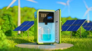 Illustration de la technologie d'Aircela transformant l'air en essence propre. Image réalisée par IA.