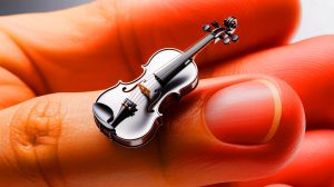 Illustration de la création du plus petit violon du monde à l'échelle nanométrique. Image réalisée par IA.