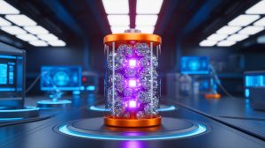 Illustration d'une batterie quantique basée sur le diamant, générée par intelligence artificielle.