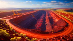 Illustration de la découverte d'un gigantesque gisement de fer en Australie-Occidentale, générée par intelligence artificielle.