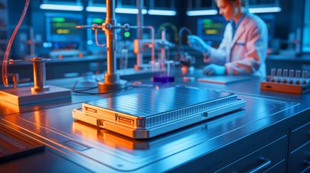 Illustration de l'avancée technologique des batteries lithium-métal, générée par intelligence artificielle.