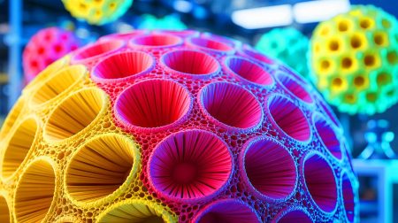 Illustration de la membrane polymère inspirée de l'éponge loofah, générée par intelligence artificielle.