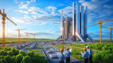 Illustration de l'immense centre de fusion nucléaire en construction à Mianyang, générée par intelligence artificielle.