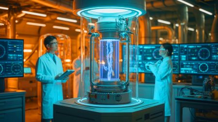 Ce dispositif du futur renferme une énergie illimitée : la fin annoncée du nucléaire dans le mix énergétique mondial Illustration de la fusion proton-bore, une avancée prometteuse vers une énergie propre et infinie, générée par intelligence artificielle.