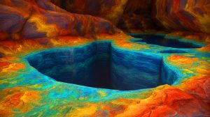 Illustration de la découverte d'un immense réservoir d'eau caché dans le manteau terrestre. Image réalisée par IA.
