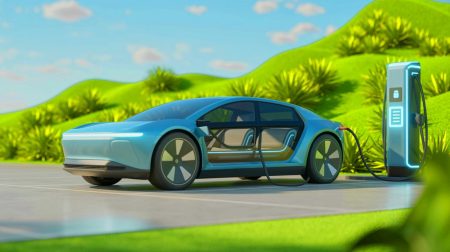 Illustration de la nouvelle technologie de batterie solide permettant une recharge ultra-rapide, générée par intelligence artificielle.