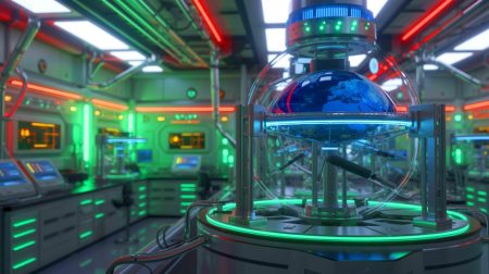 Illustration de la génération d'électricité à partir de la rotation terrestre, créée par intelligence artificielle.