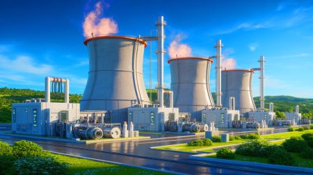 Illustration de l’intégration innovante des Réacteurs Modulaires de Petite Taille dans la production d’hydrogène propre, générée par intelligence artificielle.
