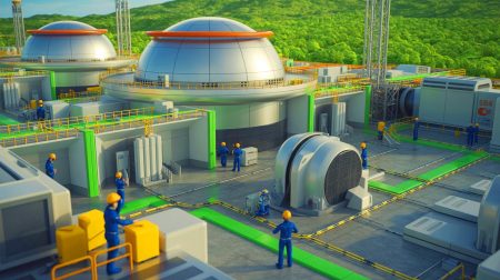 Illustration de la conception du réacteur nucléaire CFR-1000 en Chine, générée par intelligence artificielle.