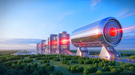 Illustration de la construction d'un gigantesque centre de recherche sur la fusion laser en Chine. Image réalisée par IA.