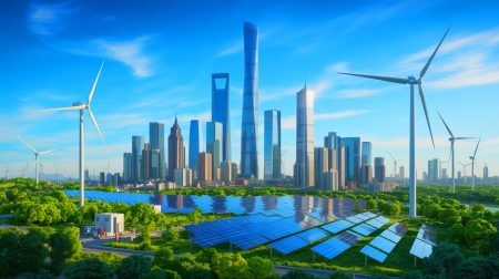 Illustration de la transition énergétique de la Chine vers une électro-nation. Image réalisée par IA.