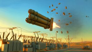Illustration de la bombe à graphite chinoise ciblant les infrastructures électriques. Image réalisée par IA.