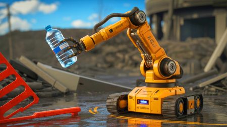 Illustration de ARMstrong Dex, le robot coréen, démontrant sa précision et son agilité dans des scénarios de secours, générée par intelligence artificielle.