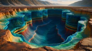 Illustration de la découverte d'un immense réservoir d'eau caché sous le manteau terrestre. Image réalisée par IA.
