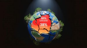 Illustration de l'impact de l'activité humaine sur la biosphère fragile de la Terre.