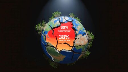 Illustration de l'impact de l'activité humaine sur la biosphère fragile de la Terre.