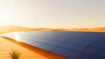 Illustration de l'exploitation du potentiel solaire des déserts et des défis environnementaux associés.