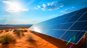 Illustration de l'impact des panneaux solaires sur les écosystèmes désertiques.