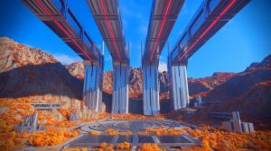 Illustration de la construction d'un complexe de laser nucléaire en Chine dans les montagnes de Mianyang.