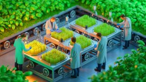 Illustration de l'utilisation des biofilms pour convertir des gaz carbonés en biométhane pur.
